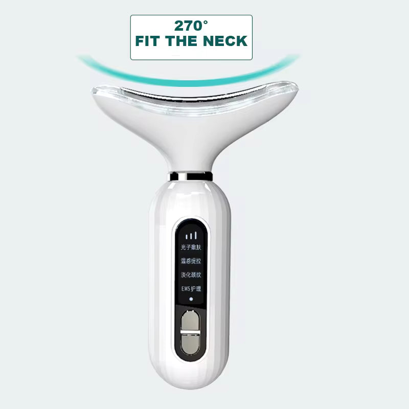 3 Colors Led Neck Face Beauty Device Photon Therapy Skin Tighten Reduce Double Chin Anti Wrinkle